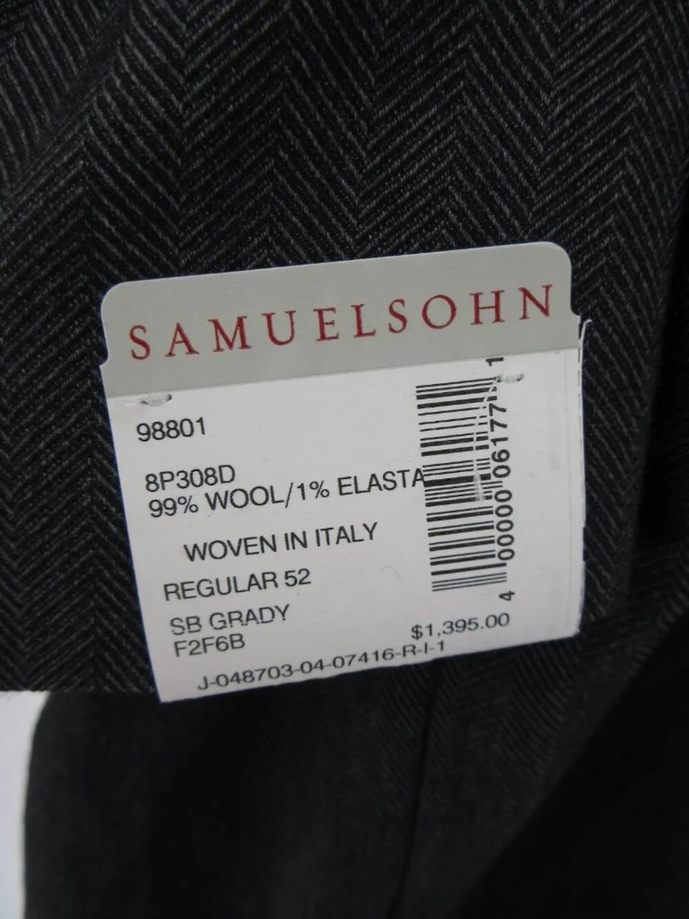 Samuelsohn Sport Coat 52 Blazer Wool Blend Herringbone Jacket Lined NEW